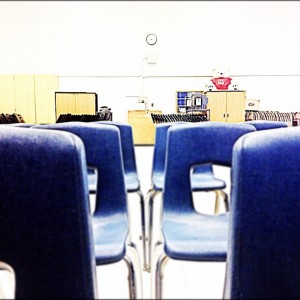 chairs in a cafeteria, which is my classroom