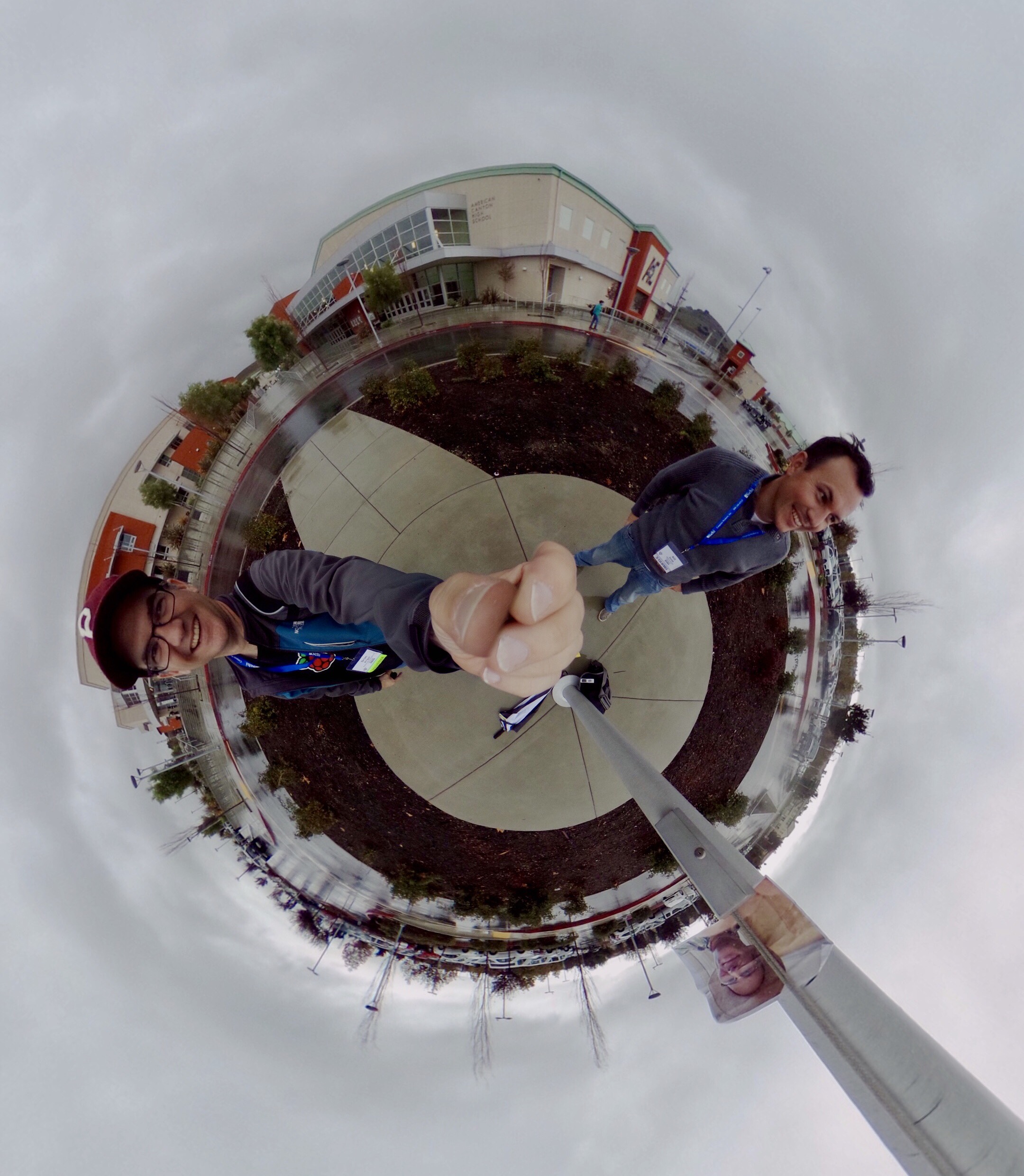 360º photo with Bill Selak and Brian Briggs outside