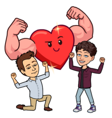 bitmoji of Bill Selak and Emily Hendricks