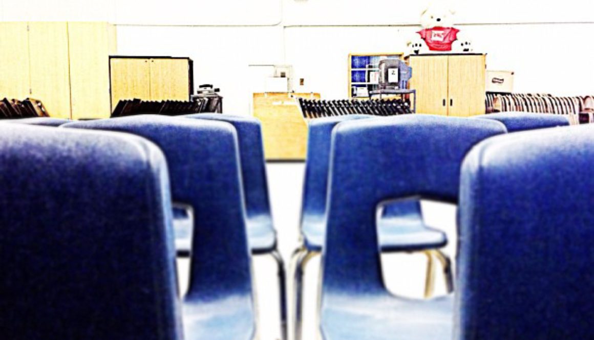 chairs in a cafeteria, which is my classroom